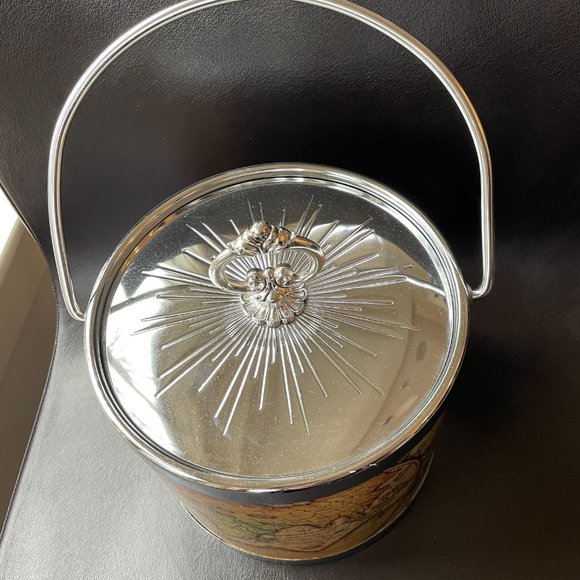 Vintage 1970s World Map/Atlas Ice Bucket w/ Ortelius Map from 1570 - Picture 2 of 11